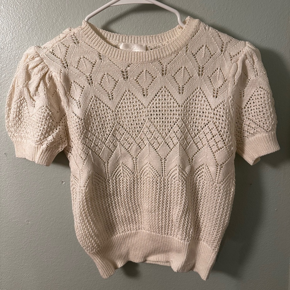 Size Small Cream Color 7 For All Mankind Sheer 100% Cotton Sweater